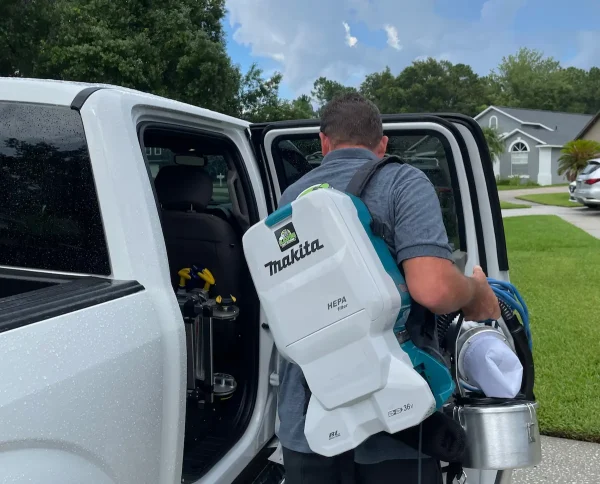 blackford employee getting equipment out of the truck